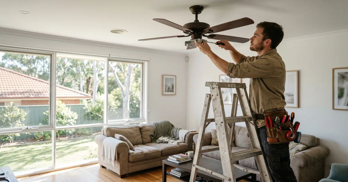Home services tradesperson working in Australian residential property