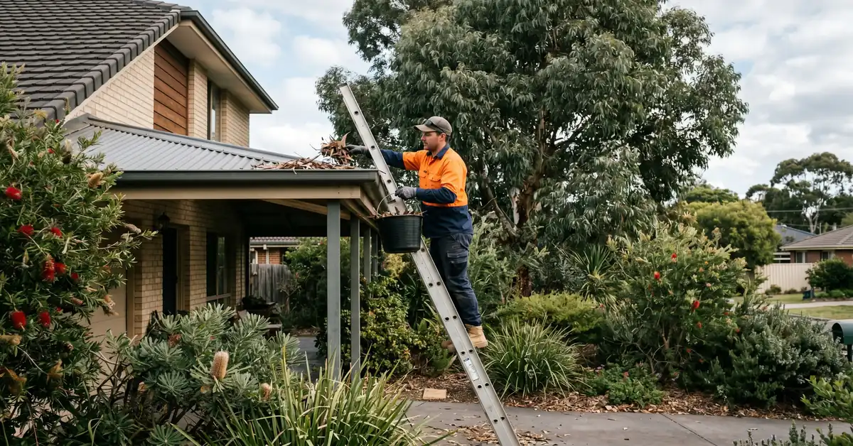 Property maintenance tradesperson at Australian residential property